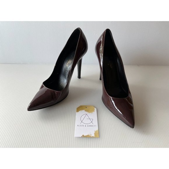 Saint Laurent Burgundy Patent Leather Pump Heels, Size 37 (IT), 7 (US) - Picture 2 of 11